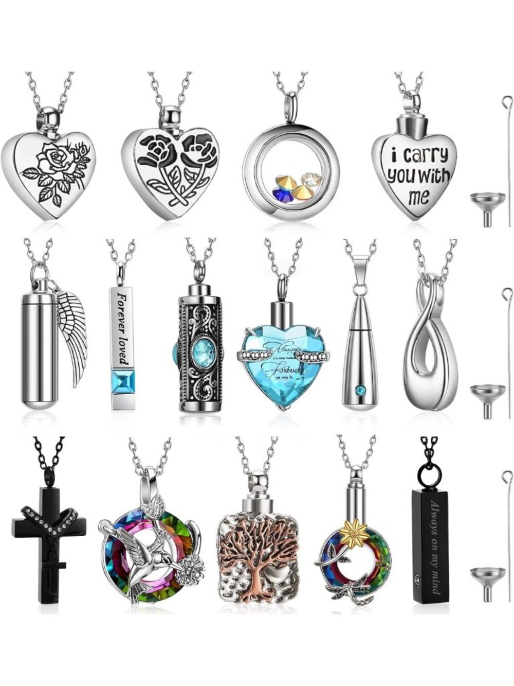 15 Pcs Urn Necklace Set for Ashes - Elegant Cremation Jewelry for Women
